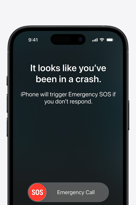 Δ?πλα-δ?πλα, οθ?νη iPhone που εμφαν?ζει τα Μην?ματα, Ε?ρεση, Οδικ? Βο?θεια διαθ?σιμα μ?σω δορυφ?ρου, οθ?νη iPhone που δε?χνει τη λειτουργ?α Επε?γον SOS σε χρ?ση, οθ?νη iPhone που δε?χνει την Οδικ? Βο?θεια σε χρ?ση