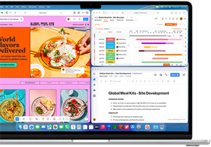 ?MacBook Air“, kuriame atidaryta keletas program?