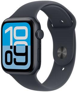 Apple?Watch?SE?3, κ?σα απ? αλουμ?νιο, χρ?μα μα?ρο του μεσονυκτ?ου, πρ?σοψη Flux, εξωτερικ? δεξι? πλα?ν? ?ψη, Digital?Crown, μικρ?φωνο, πλευρικ? κουμπ?, λουρ?κι Sport?Band σε μα?ρο του μεσονυκτ?ου, μα?ρο κλε?σιμο που κρ?βει την καρφ?τσα