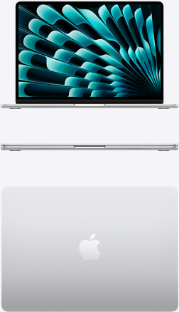 A MacBook Air ezüstszín? modelljének el?l- és felülnézeti képe